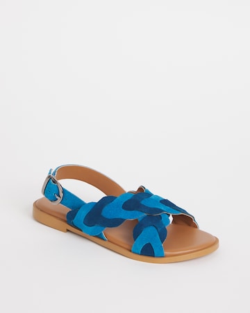 Joe Browns Blue Comfort Suede Plait Sandals- Wide Fit (E)
