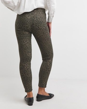 Khaki Coated Leopard Slim Jeans