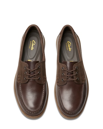 Clarks Bratton Boat Shoe - Dark Brown Leather
