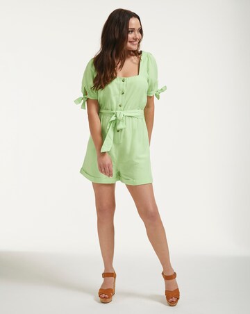 Figleaves San Sebastian Button Down Puff Sleeve Playsuit