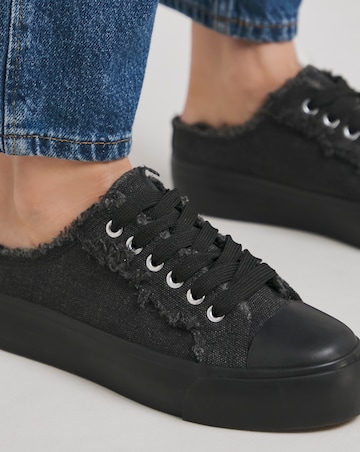 Bowie Raw Edge Slip on Trainers - Wide Fit (E)