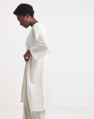 Cream Crochet Longline Kimono