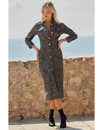 Sosandar Animal Print Zip Through Dress