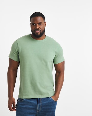 Textured Crew Neck T-Shirt-Khaki