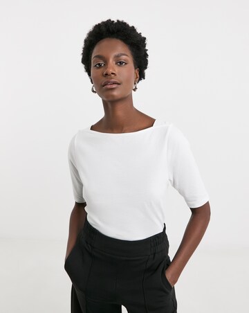 Pure Cotton Slash Neck 3/4 Sleeve Top