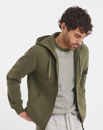 Full Zip Hooded Sweat- Khaki