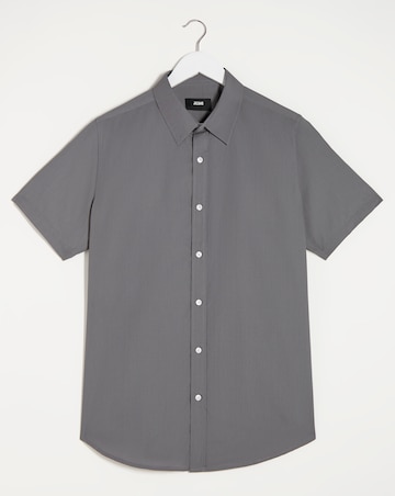 Grey Short Sleeve Formal Shirt Reg