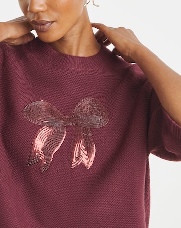 Short Sleeve Sequin Bow Jumper