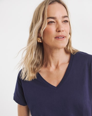 Pure Cotton Navy V-Neck Short Sleeve T-Shirt