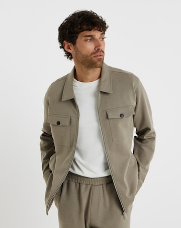 Folio Interlock Zip Shacket - Stone Marl