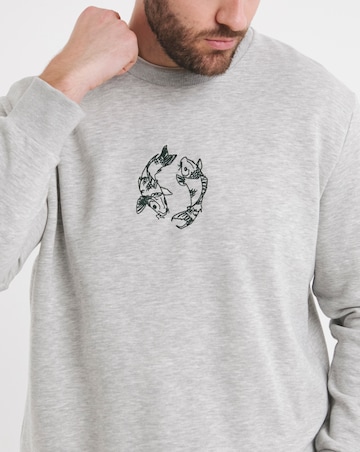 Jack & Jones Japanese Koi Sweatshirt - Grey