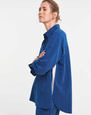 Stripe Twill Oversized Long Sleeve Shirt
