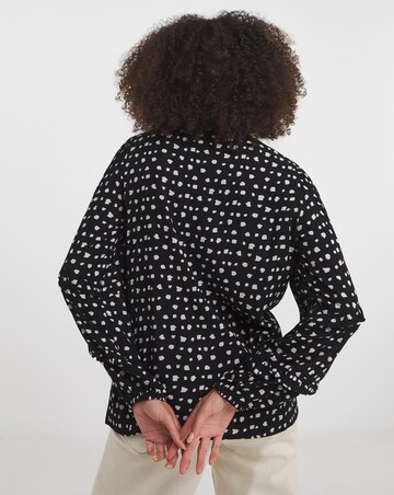 Shirred Yoke Top With Frill Sleeves