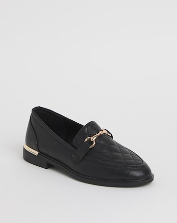 Cushion Walk Black Quilted Loafers -Extra Wide Fit (EEE)