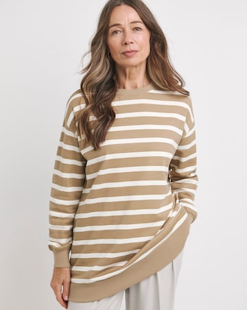 Stripe Side Zip Longline Sweatshirt