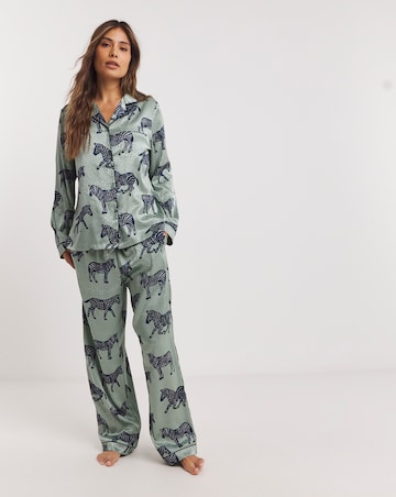 Chelsea Peers Woven Jacquard Satin Zebra Print Pyjama Set