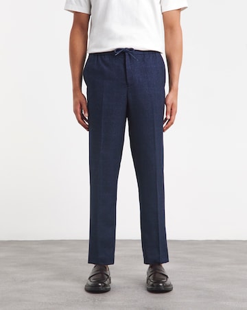 Navy Check Smart Jogger Waistband Trouser