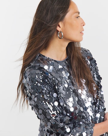Disc Sequin Shift Dress