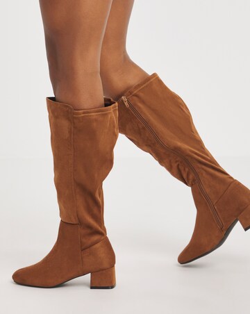 Block Heel High Leg Boot E Fit Super Curvy Calf