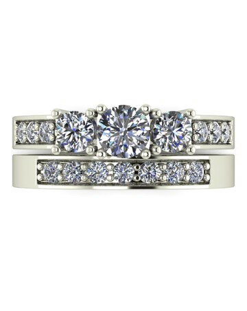 Moissanite 9CT White Gold Trilogy Ring