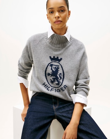 Tommy Hilfiger Wool Blend Graphic Mock Neck Sweater