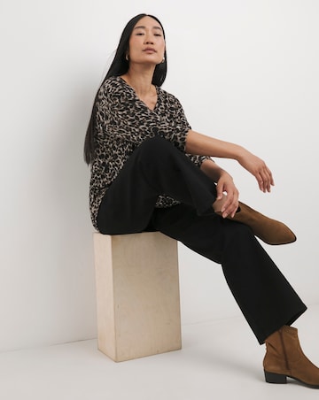 Leopard Print Soft Touch V Neck Longline Top