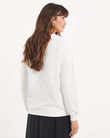 Pure Cotton Crew Neck Cutwork Long Sleeve Sweatshirt