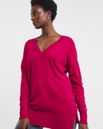 Pink V Neck Slouch Tunic