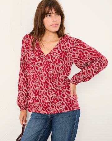 Fatface Margot Textured Floral Print Top