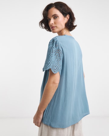 Crinkle Crochet Trim Top