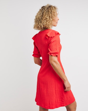 Coral Ladder Trim Textured Jersey Dress