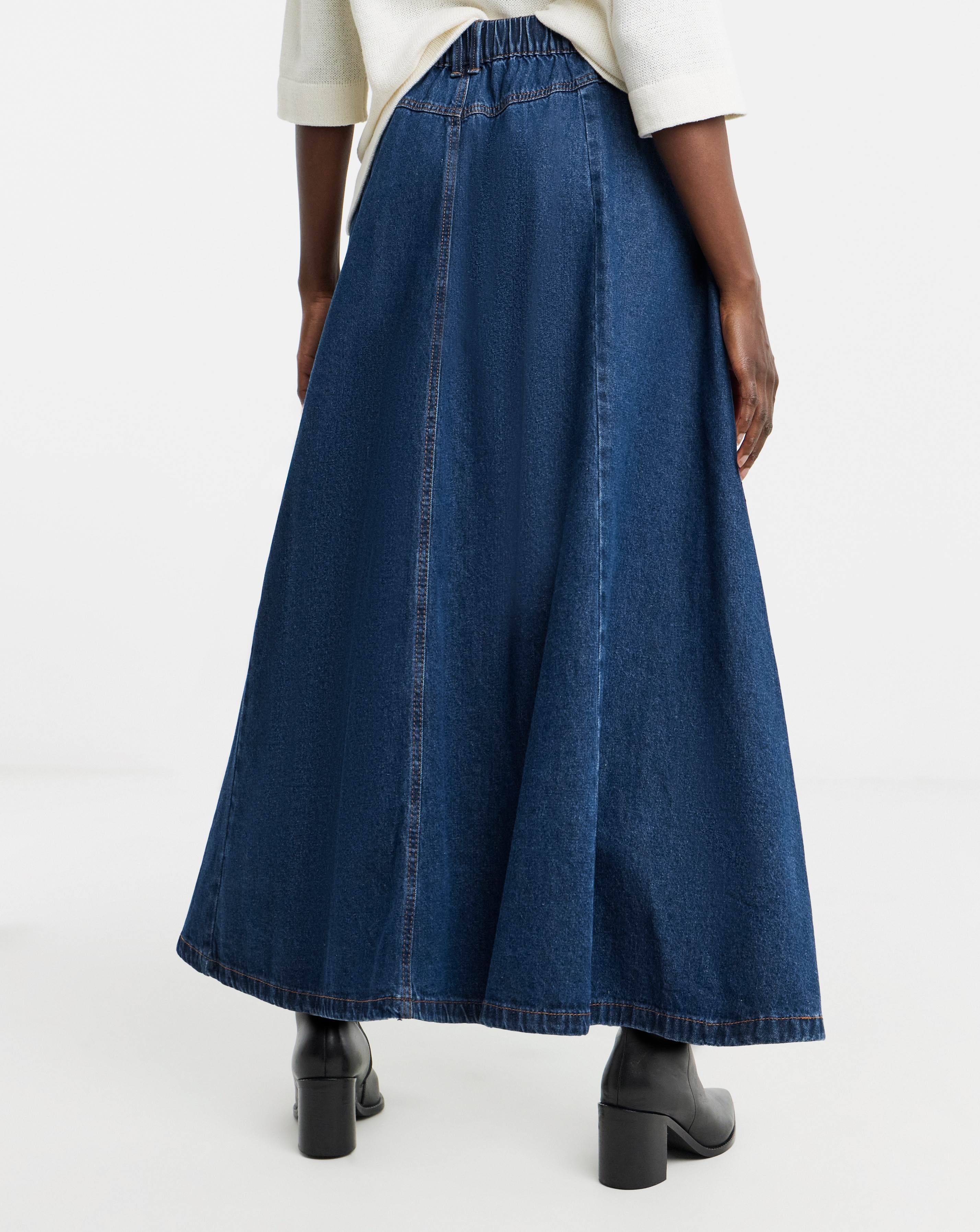 Mid Blue Denim Full Circle Skirt | JD Williams