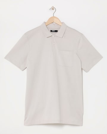 Pure Cotton Jersey Pocket Polo Long Length- Stone Grey