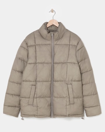 Neutral Square Quilt Puffer Jacket