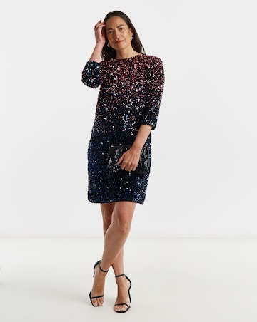 Ombre Sequin Shift Dress