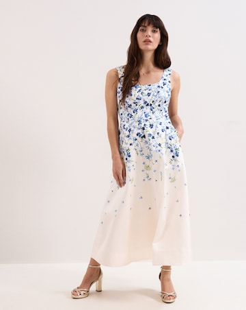 Phase Eight Orla Satin Placement Midi Dress
