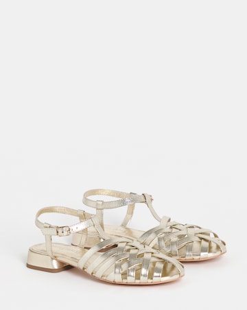 Aquaria Refined Woven Leather T Bar Shoes - Extra Wide Fit (EEE)