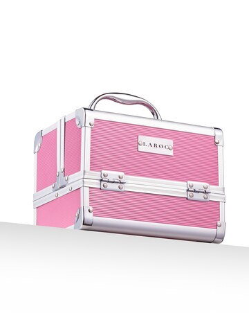 LaRoc Small Aluminium Makeup Case with Mirror - Pink