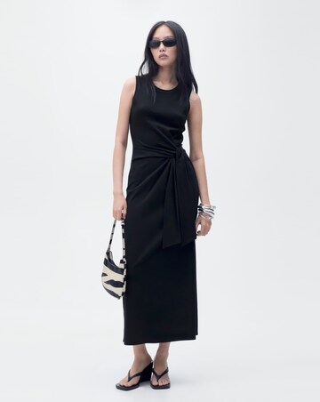 Mango Cotton Midi-Dress with Knot Detail