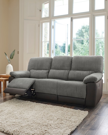 Harlow Fabric/Faux Leather Recliner 3 Seater Sofa