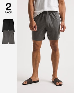 2 Pack Jersey Lounge Shorts- Black/Charcoal