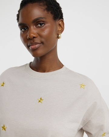 Star Metallic Embroidered Sweashirt