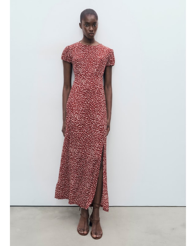 Mango Speckled Print Midi Dress