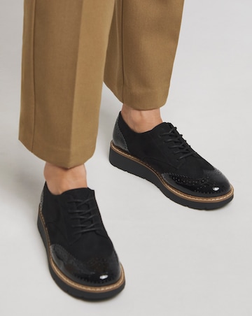 Heavenly Soles Reagan Low Wedge Lace Up Front Shoe - Extra Wide Fit (EEE)