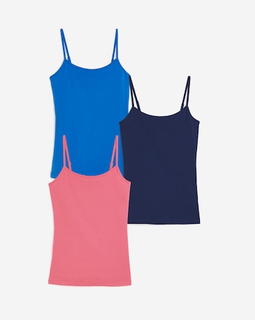 Pure Cotton Blue, Navy & Coral 3 Pack Cami Vest