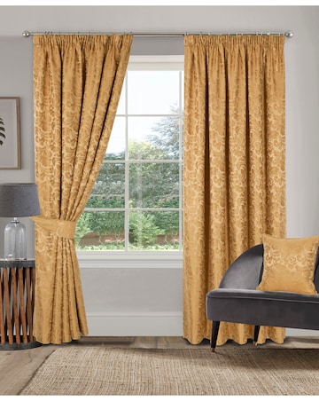 Buckingham Jacquard Light Filtering Pencil Pleat Lined Curtains