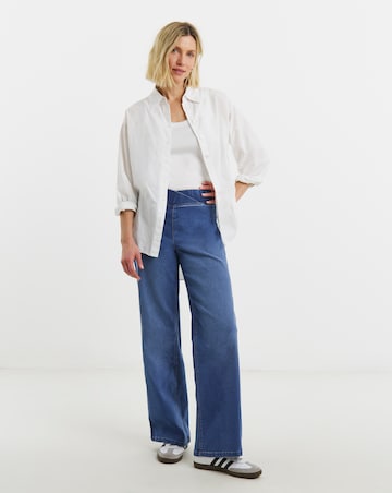 Mid Blue Retreat Wide Leg Jegging