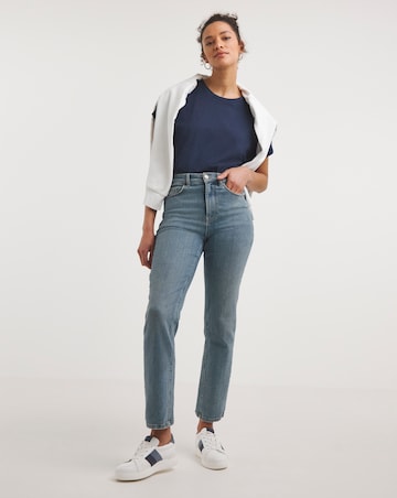 Navy Short Sleeve Cotton Slub Tunic