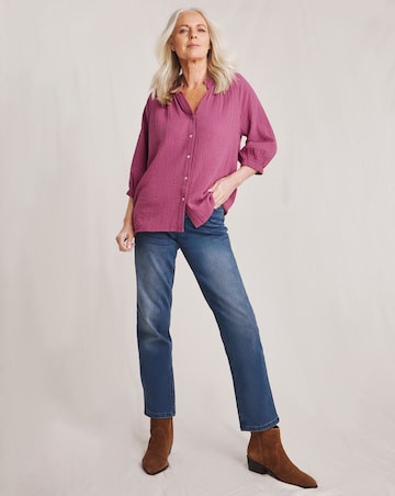 Julipa Pure Cotton Textured Button Down Blouse