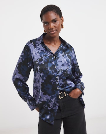 Printed Classic Satin Long Sleeve Shirt
